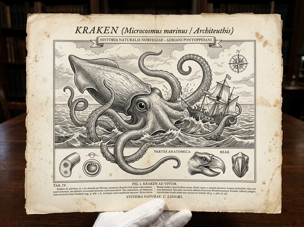 Kraken (Microcosmus marinus / Architeuthis) Ad Vivum (1752)
