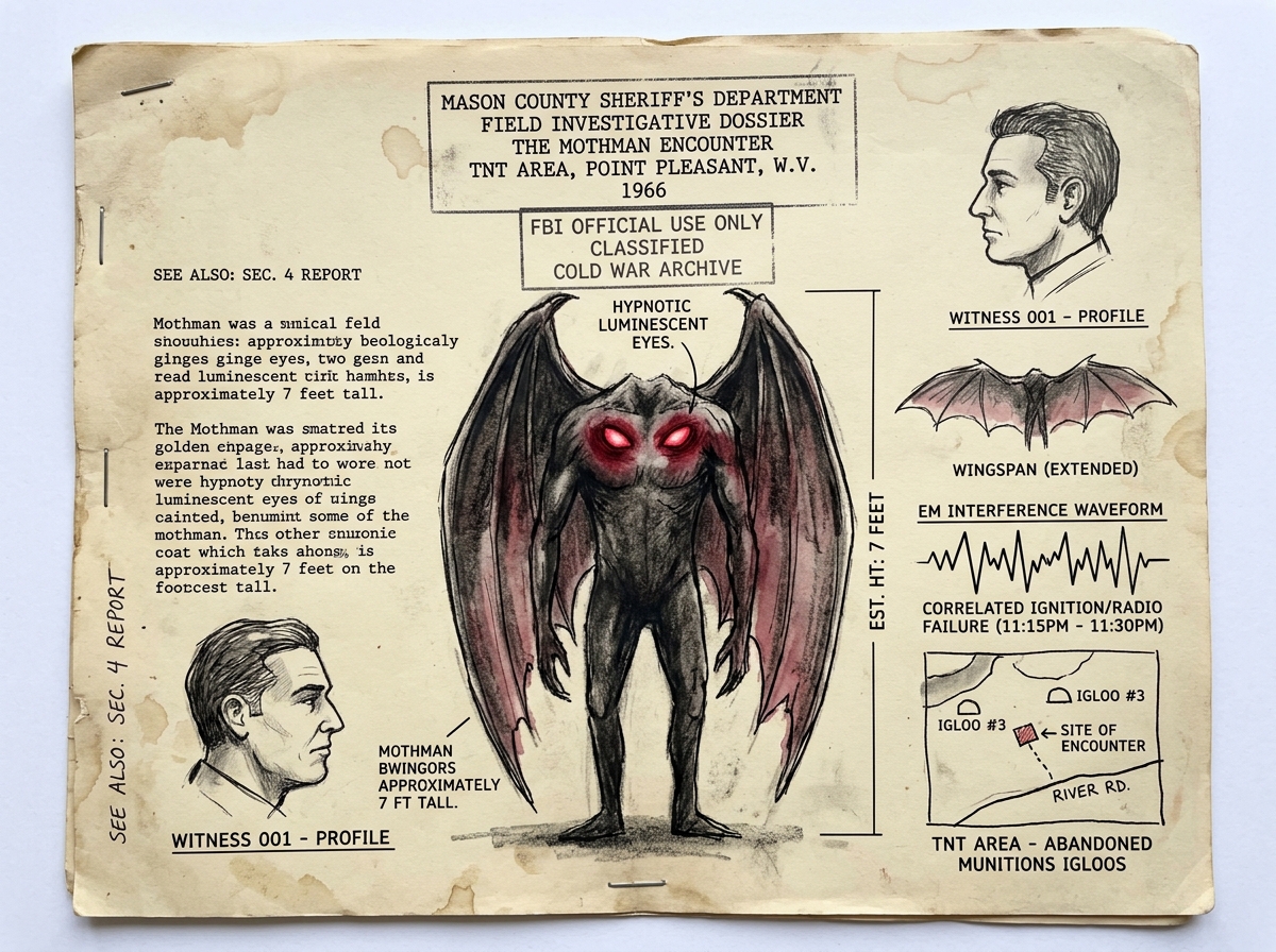 Mason County Sheriff's Dept: Mothman Encounter TNT Area (1966)